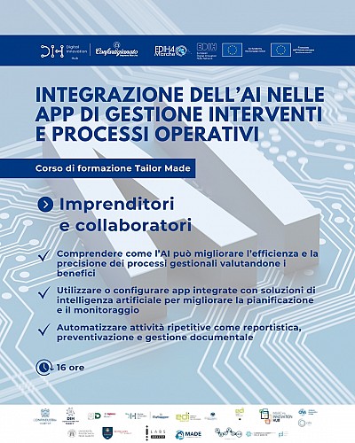 Corso “Integrazione dell’intelligenza artificiale nelle App di gestione interventi e processi operativi”